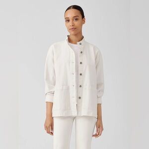 Eileen Fisher Undyed Organic Cotton Denim‎ Jacket Boxy Fit, Long Length